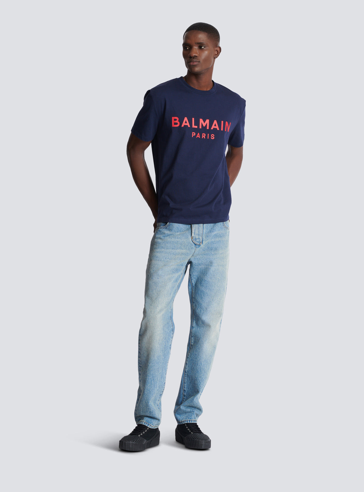 T-shirt imprimé balmain paris - Marine & Rouge
