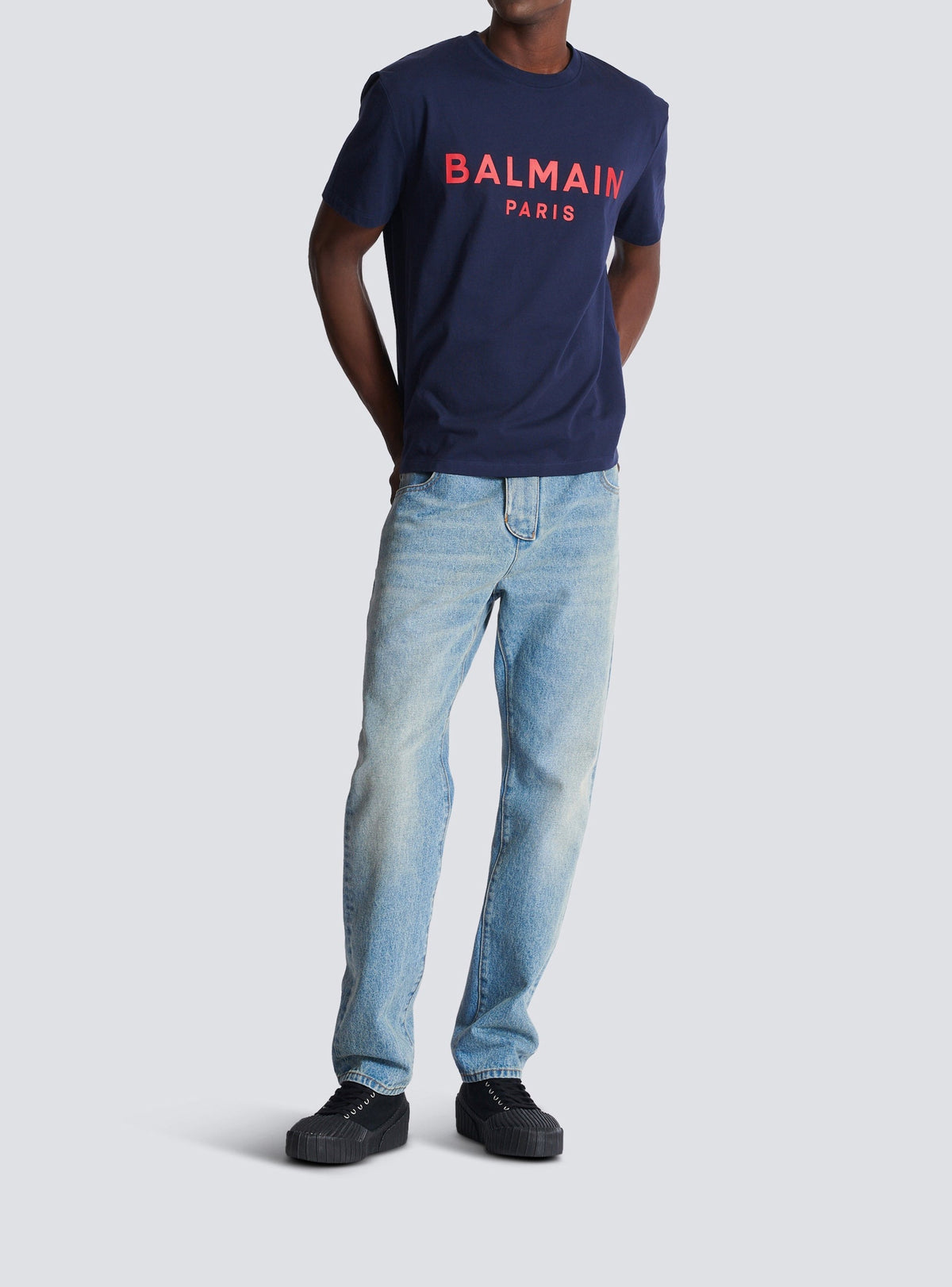 Balmain Paris printed T-shirt - Navy & Red