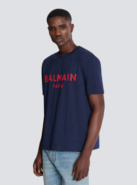 T-shirt imprimé balmain paris - Marine & Rouge