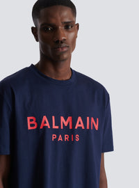 T-shirt imprimé balmain paris - Marine & Rouge
