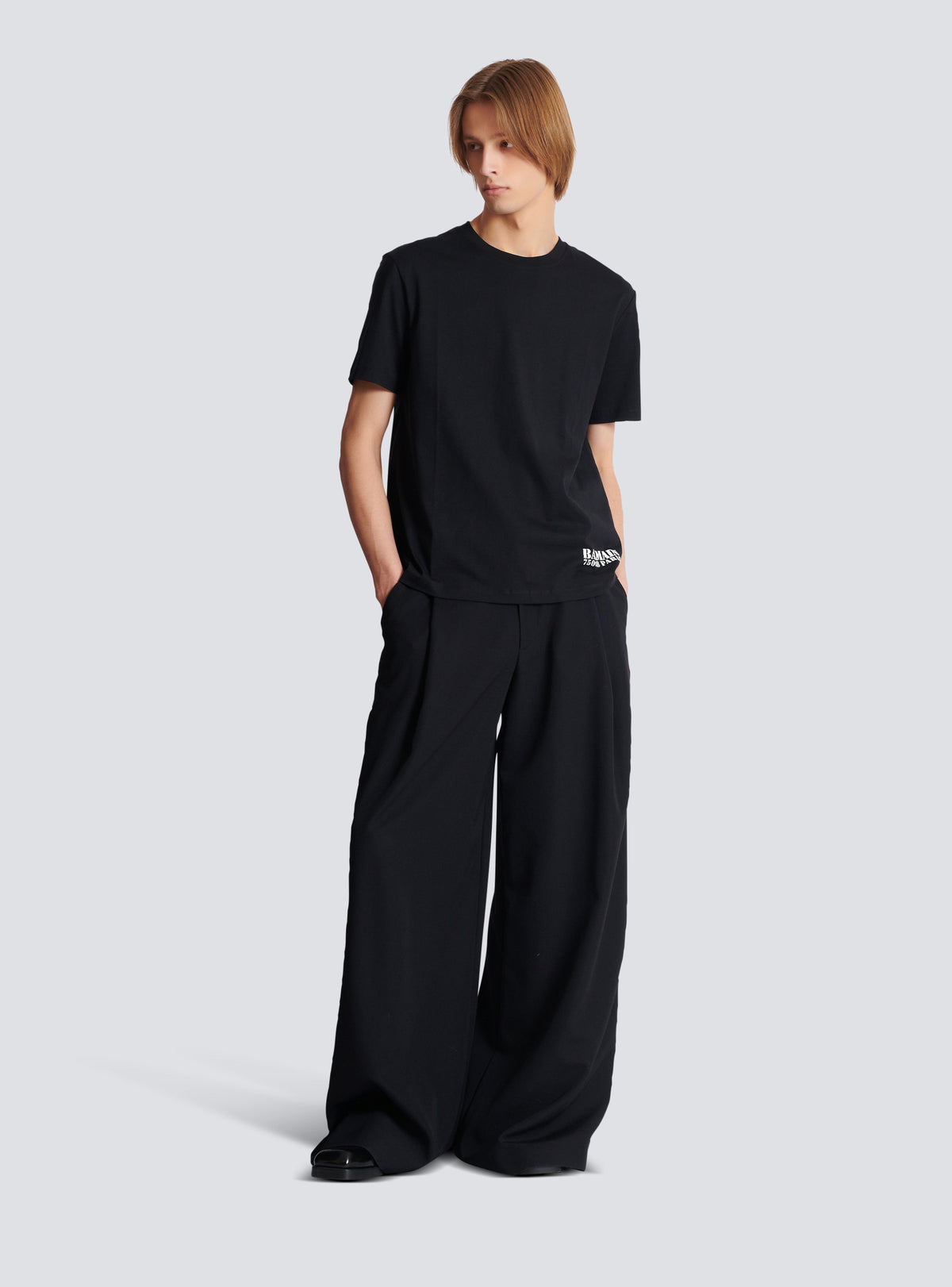 T-shirt imprimé small balmain stamp - Noir & Blanc