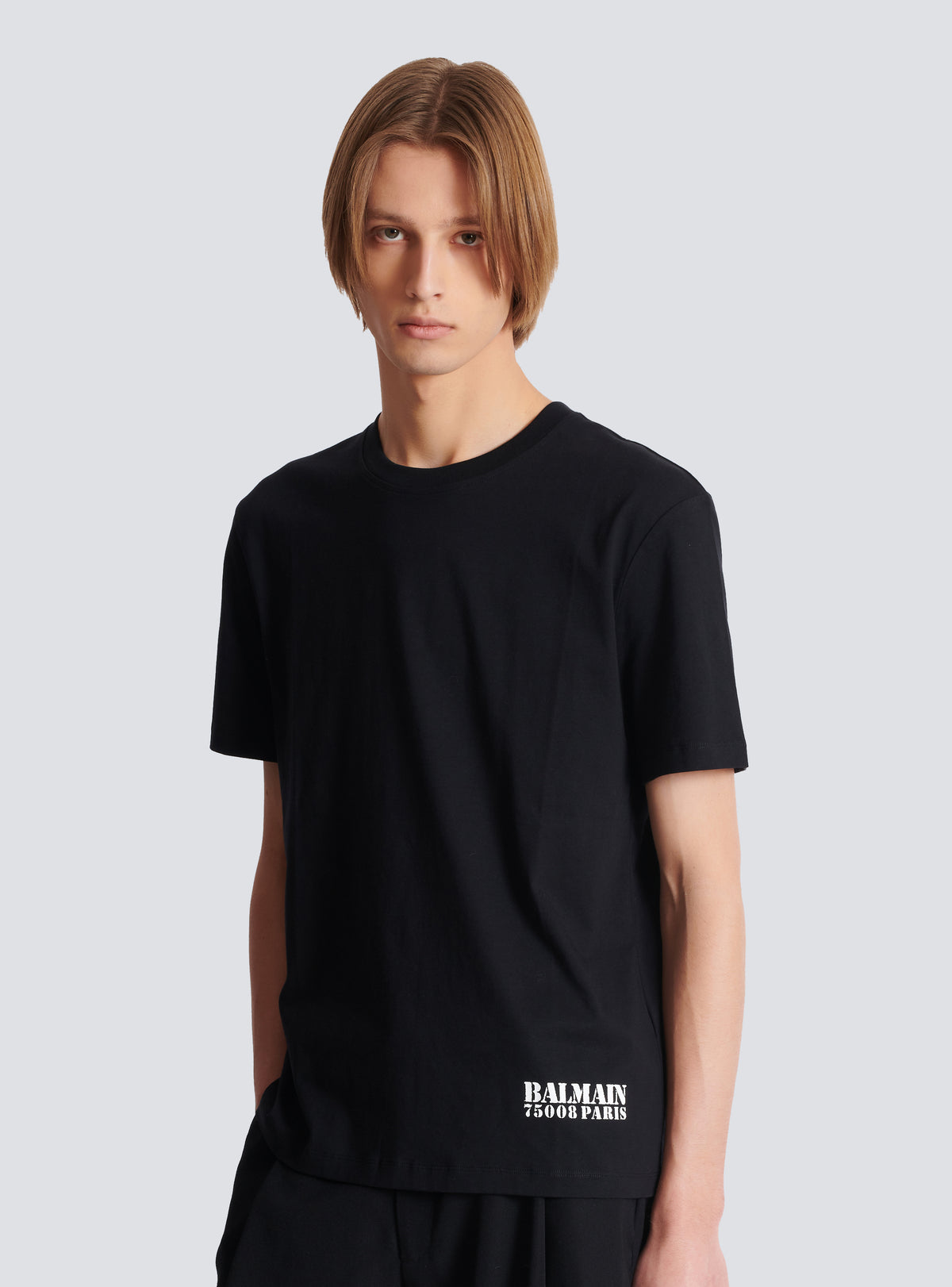 T-shirt imprimé small balmain stamp - Noir & Blanc