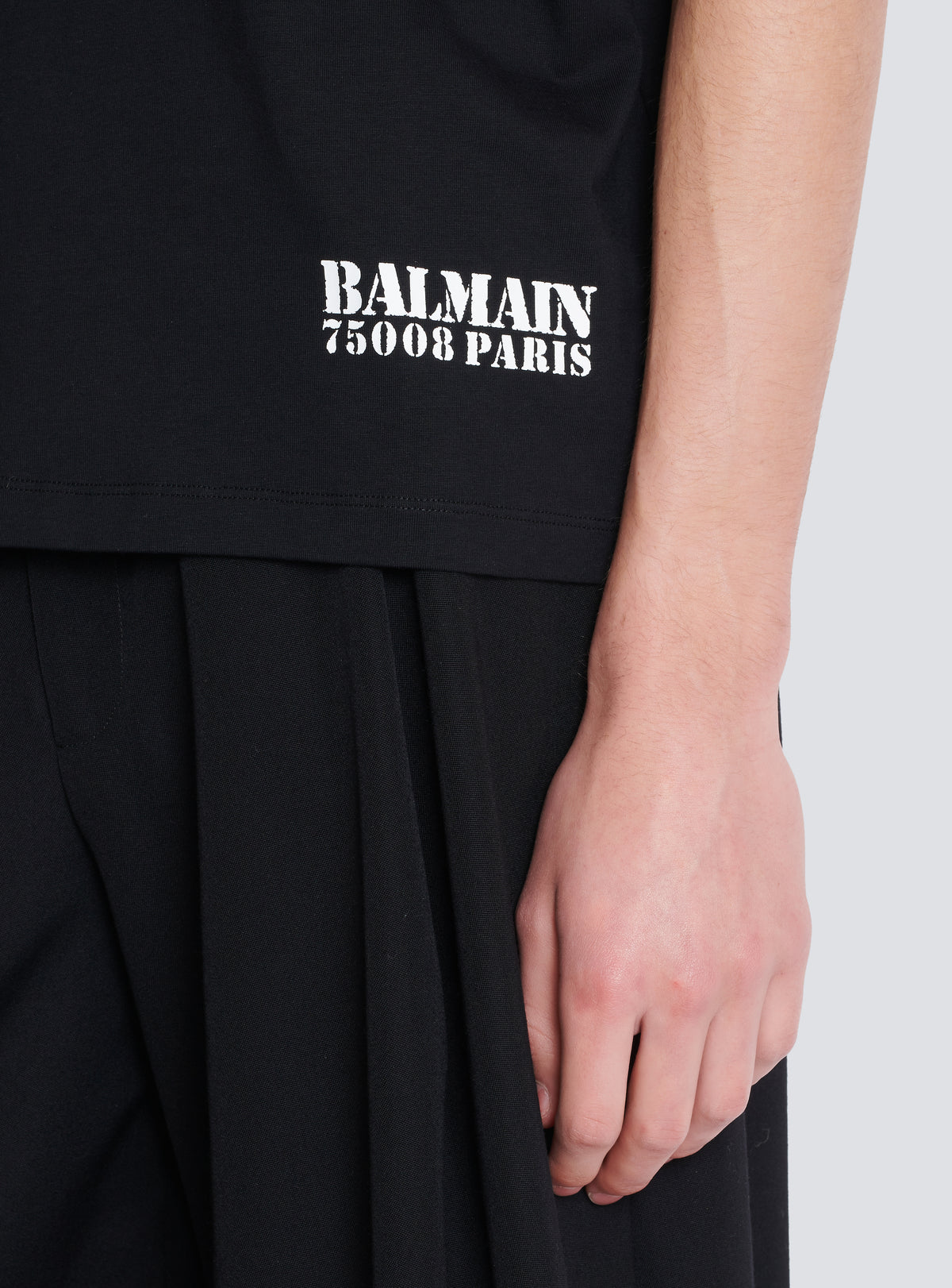 T-shirt imprimé small balmain stamp - Noir & Blanc
