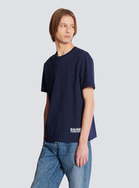 T-shirt imprimé small balmain stamp - Marine & Blanc