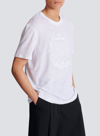 Embroidered linen T-shirt - White