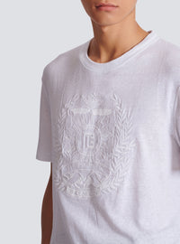Embroidered linen T-shirt - White