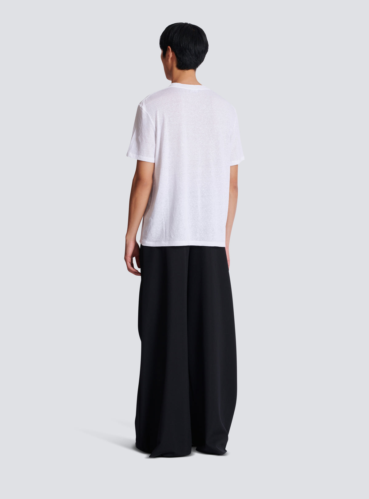 T-shirt en lin brodé balmain écusson - Blanc