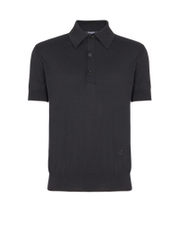 Polo tricoté en coton et soie - Noir & Blanc
