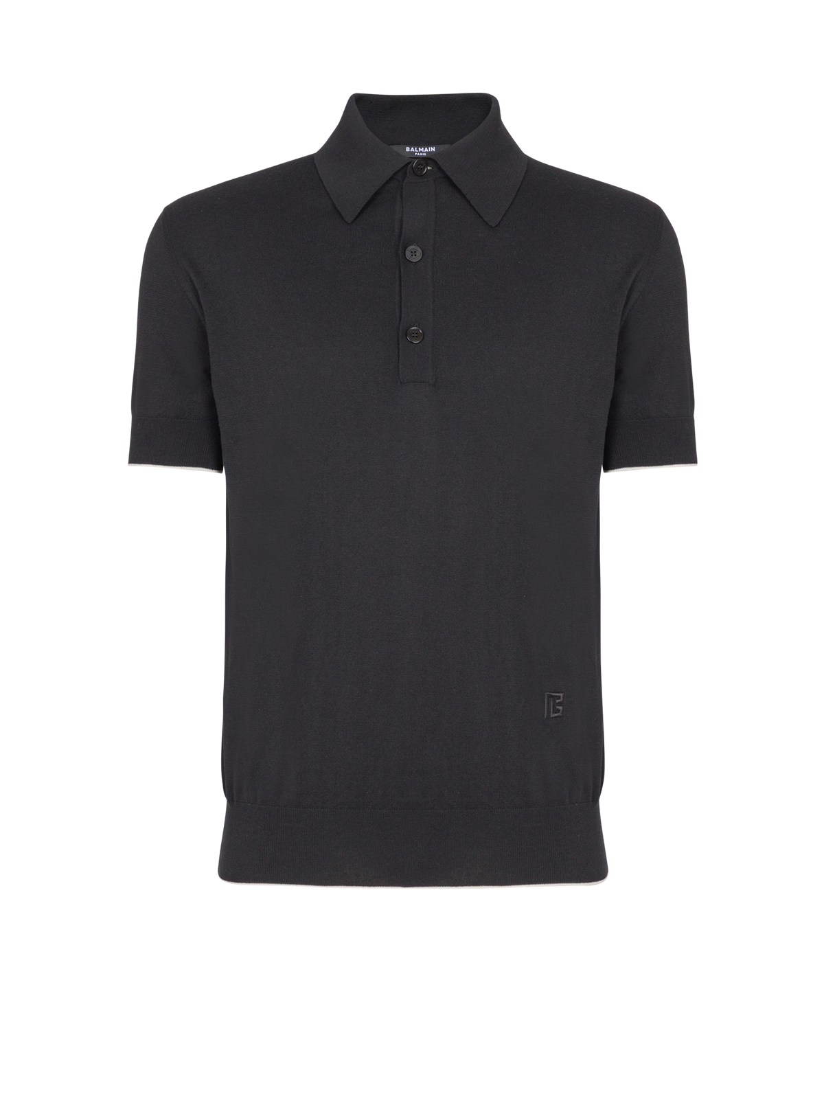 Polo tricoté en coton et soie - Noir & Blanc