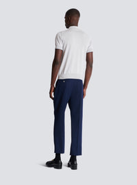 Polo tricoté en coton et soie - Gris & Marine