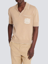Polo brodé en maille - Beige & Naturel