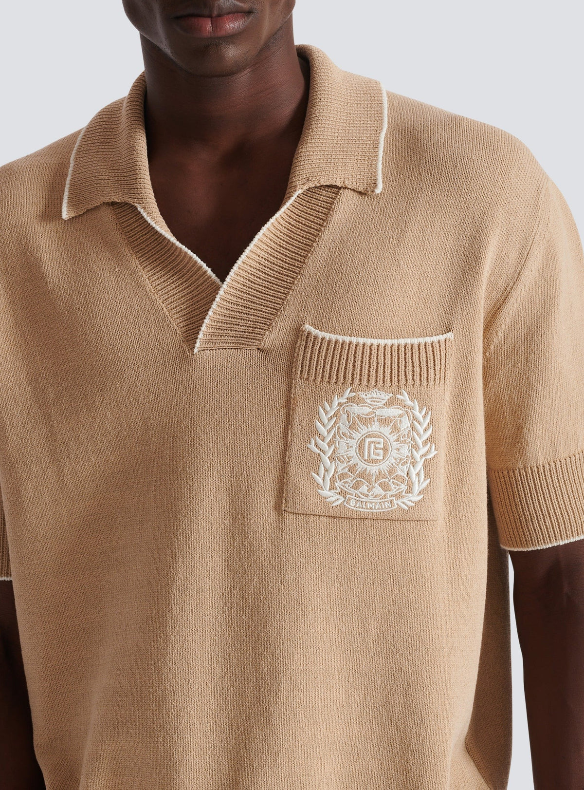 Polo brodé en maille - Beige & Naturel
