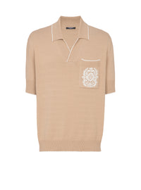 Polo brodé en maille - Beige & Naturel