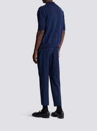 Polo brodé en maille - Bleu Marine & Noir