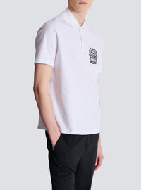 Printed cotton polo shirt - White & Black