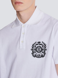 Printed cotton polo shirt - White & Black