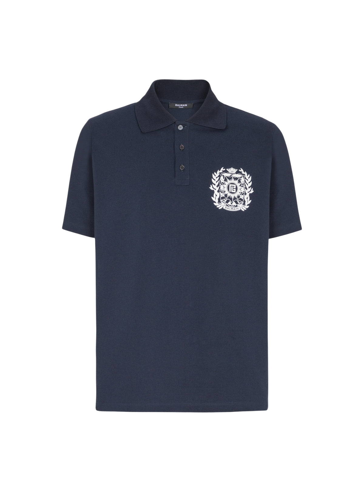 Printed cotton polo shirt - Navy & White