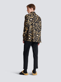 Chemise en soie imprimée motif chaînes - Noir & Or