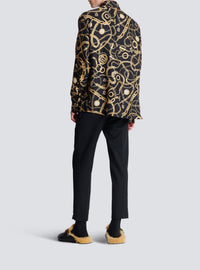 Chemise imprimée motif chaînes en soie - Noir & Or