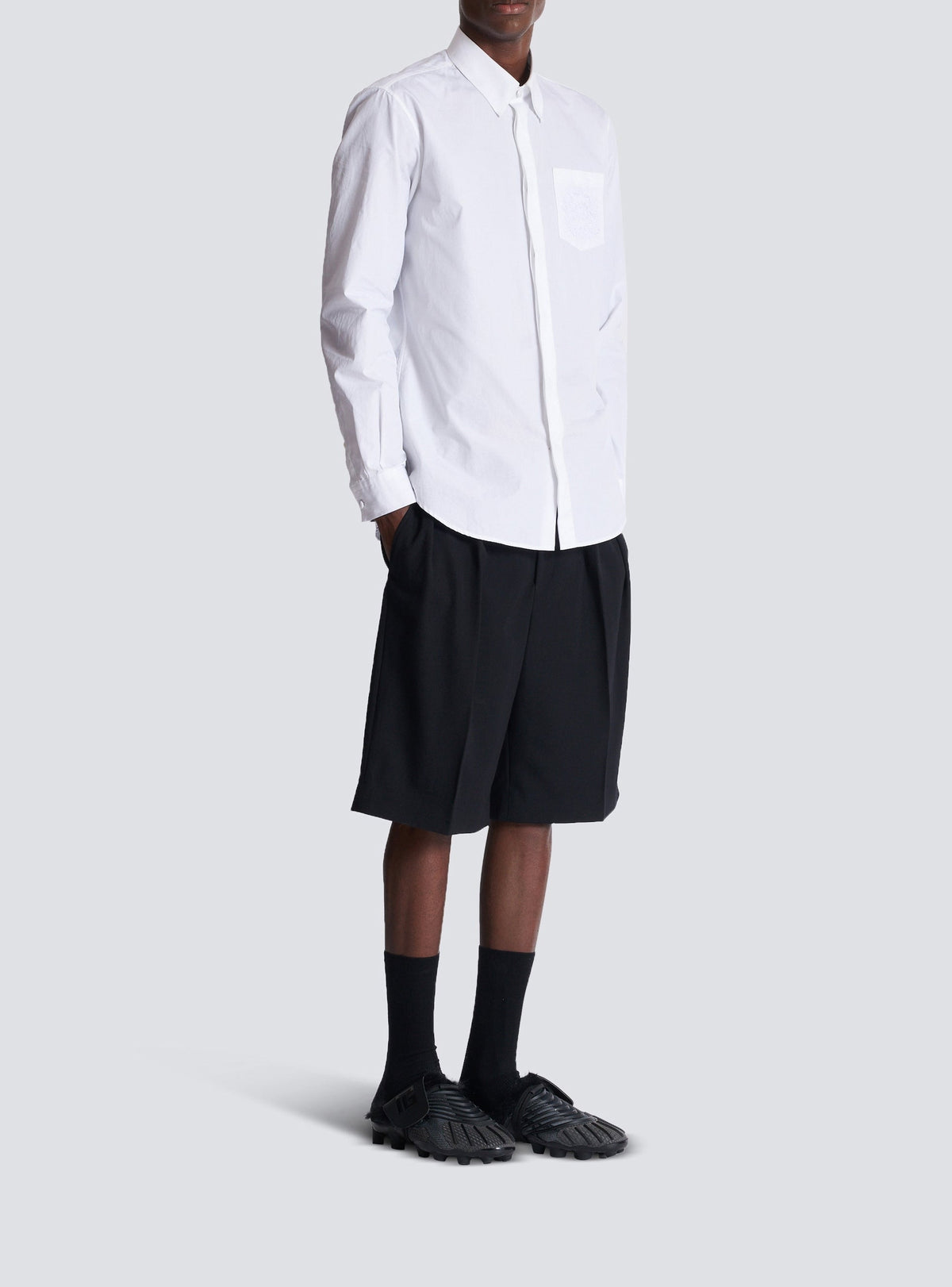 Chemise brodée en popeline - Blanc Optique