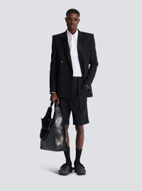 Chemise en popeline brodée balmain écusson - Blanc Optique