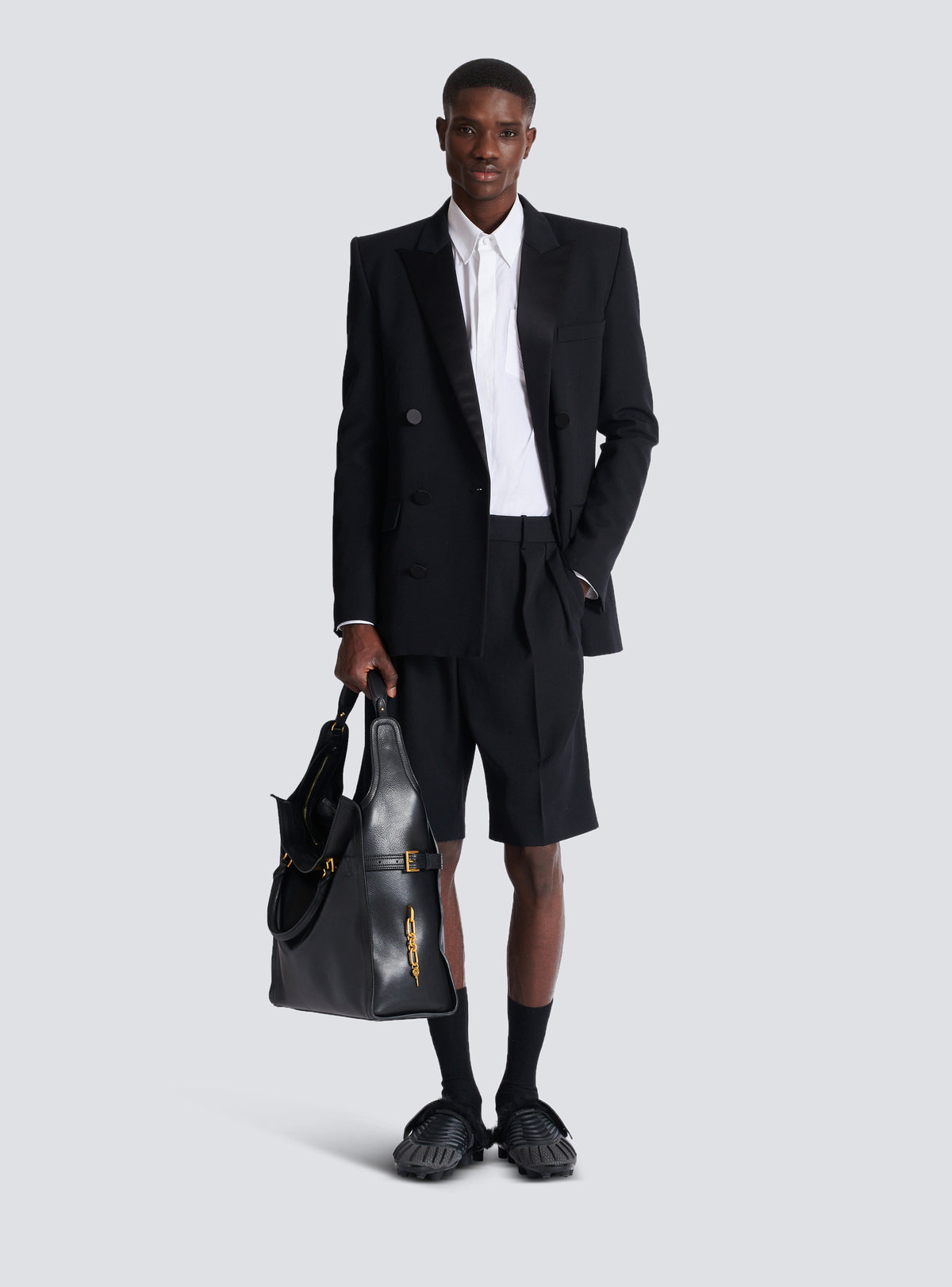Chemise en popeline brodée balmain écusson - Blanc Optique