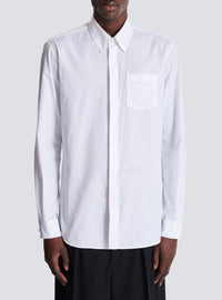 Chemise en popeline brodée balmain écusson - Blanc Optique