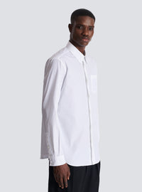 Chemise en popeline brodée balmain écusson - Blanc Optique