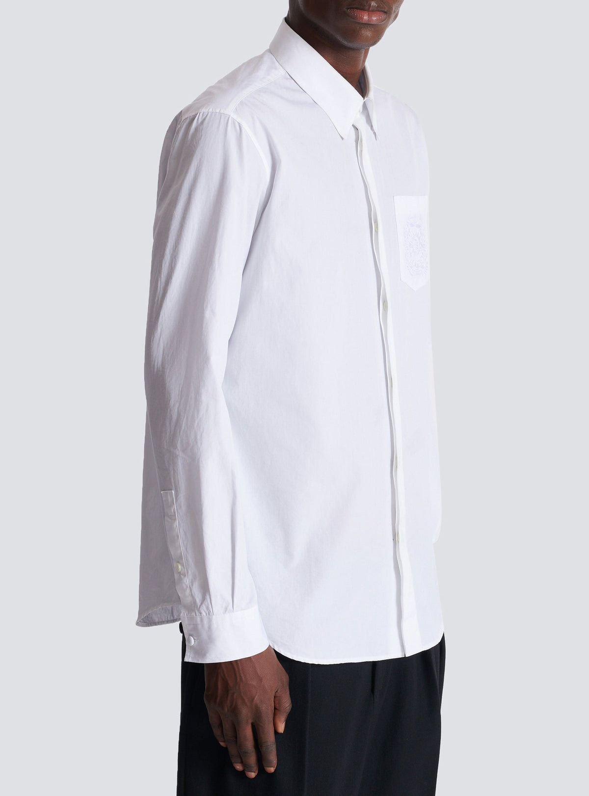 Chemise brodée en popeline - Blanc Optique