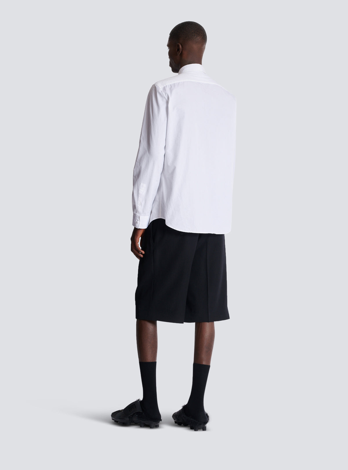 Chemise en popeline brodée balmain écusson - Blanc Optique