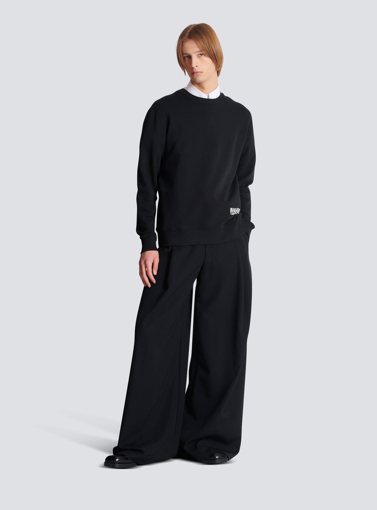 Sweat-shirt imprimé small balmain stamp - Noir & Blanc