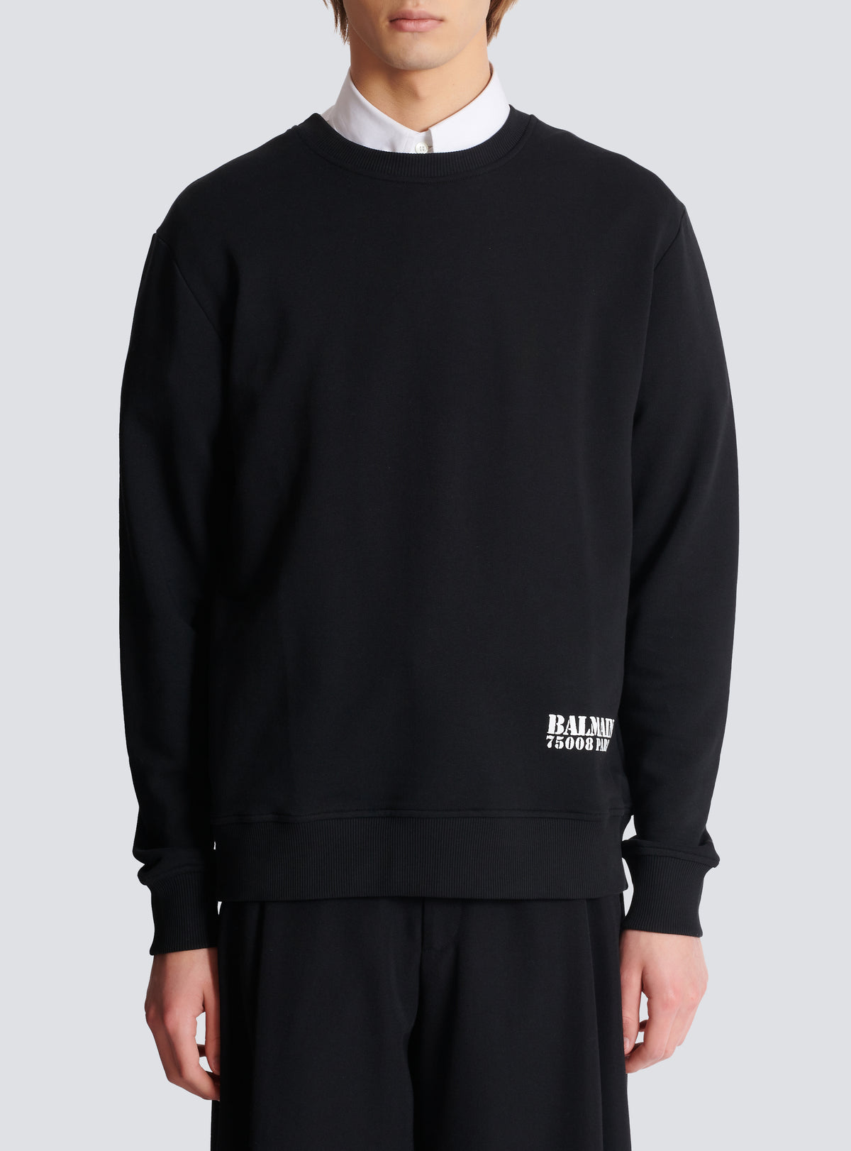 Sweat-shirt imprimé small balmain stamp - Noir & Blanc