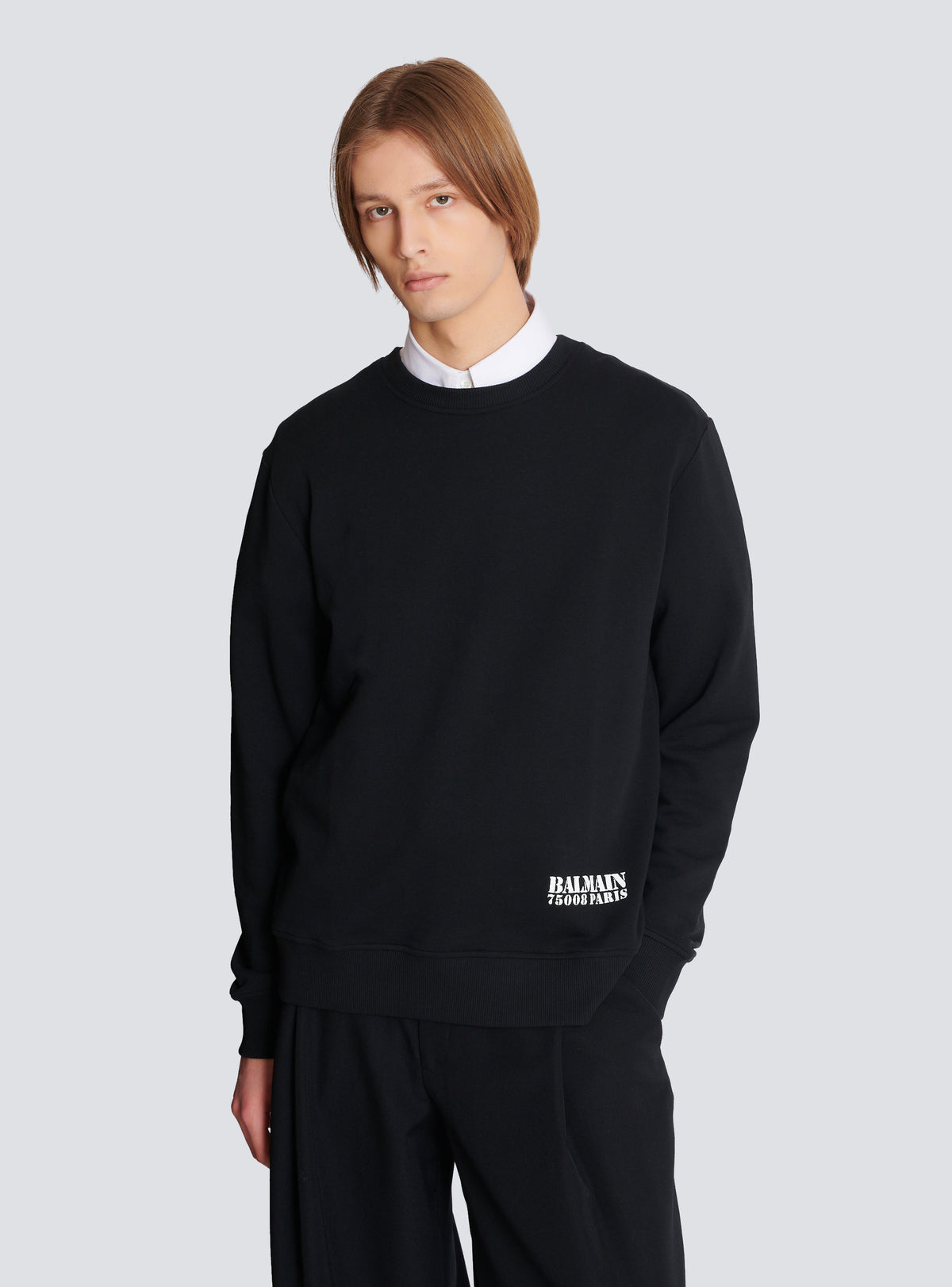 Sweat-shirt imprimé small balmain stamp - Noir & Blanc