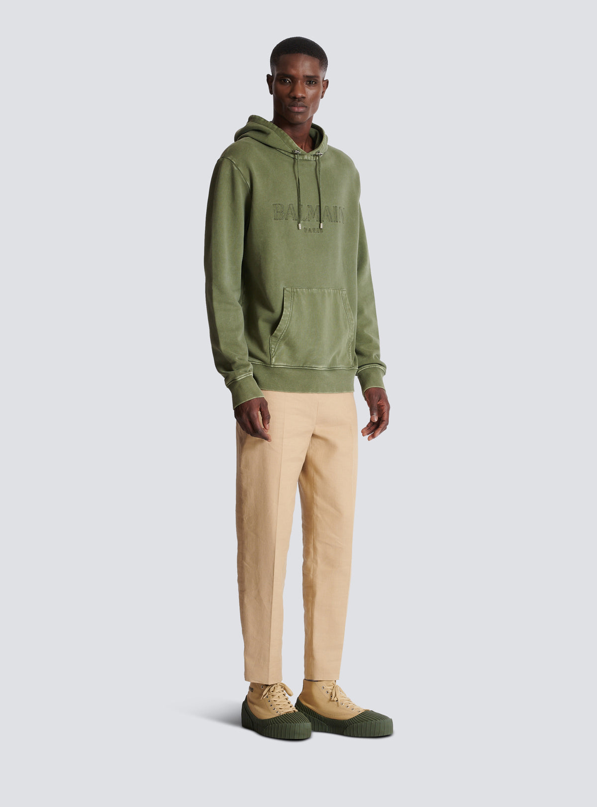 Hoodie brodé balmain vintage - Kaki & Kaki