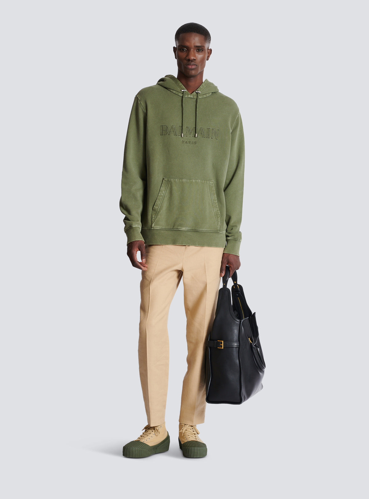 Hoodie brodé balmain vintage - Kaki & Kaki