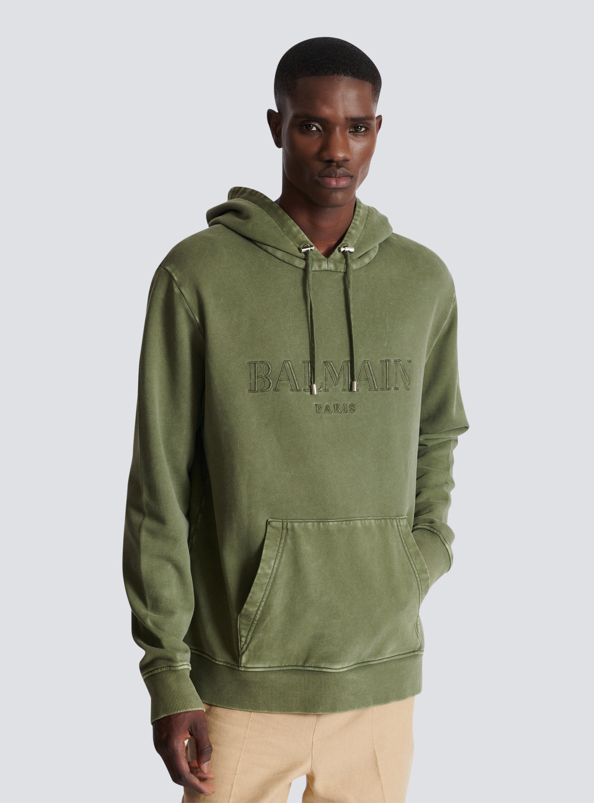 Hoodie brodé balmain vintage - Kaki & Kaki