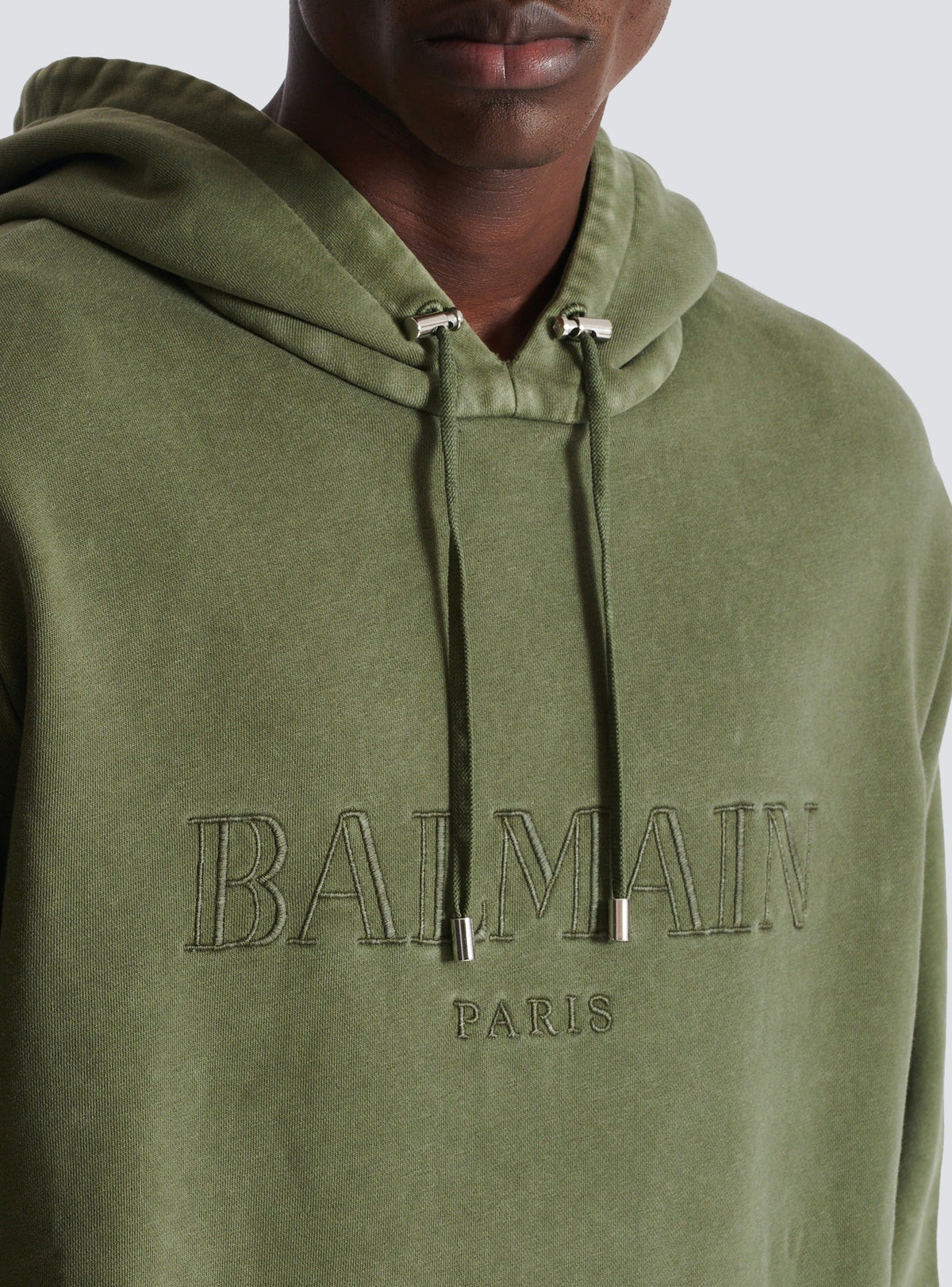 Sweat à capuche brodé vintage - Kaki & Kaki