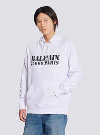 Hoodie imprimé balmain stamp - Blanc & Noir