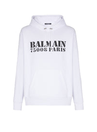 Hoodie imprimé balmain stamp - Blanc & Noir