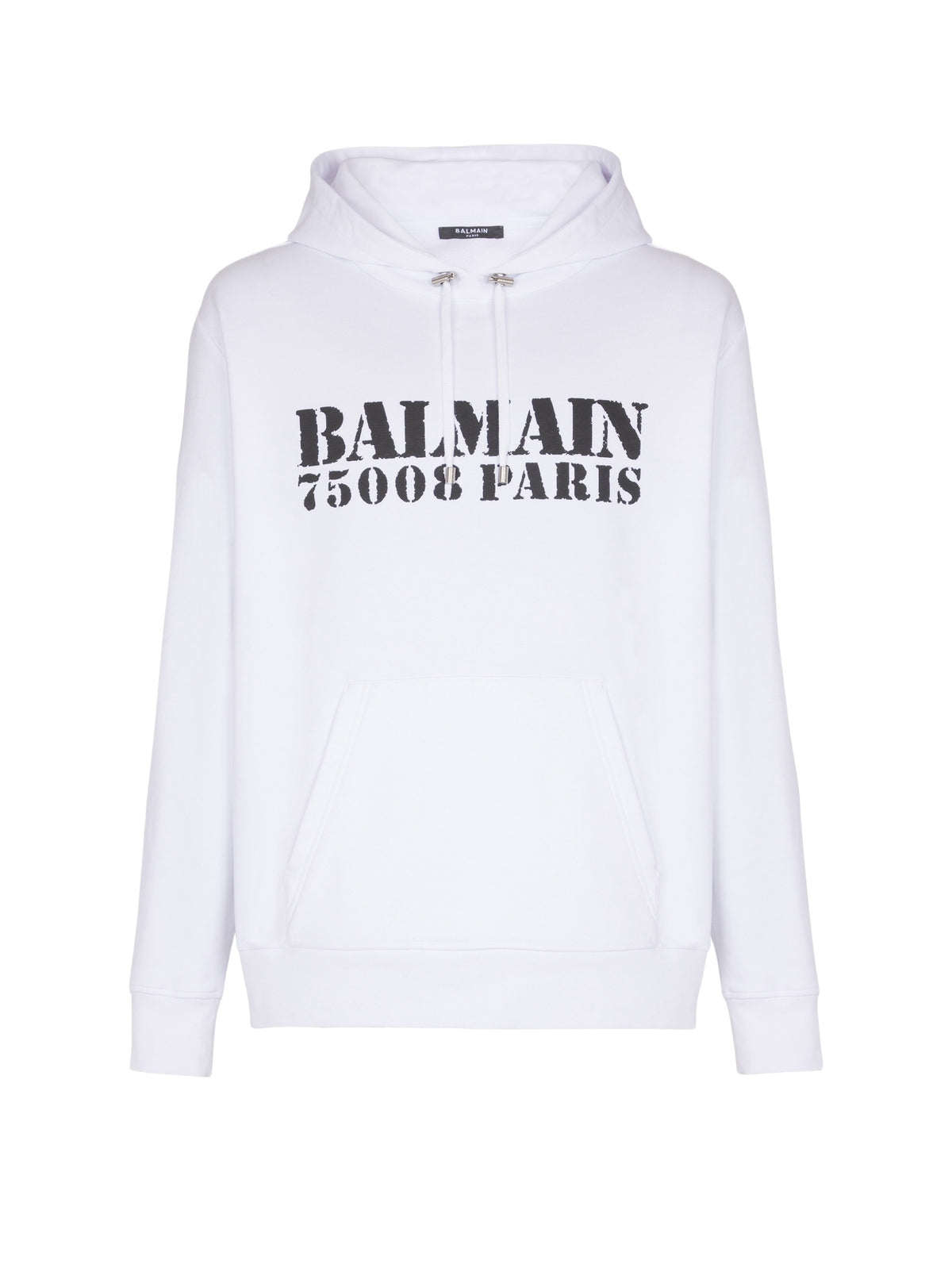 Hoodie imprimé balmain stamp - Blanc & Noir