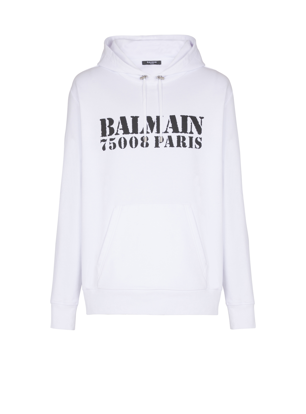 Hoodie imprimé balmain stamp - Blanc & Noir