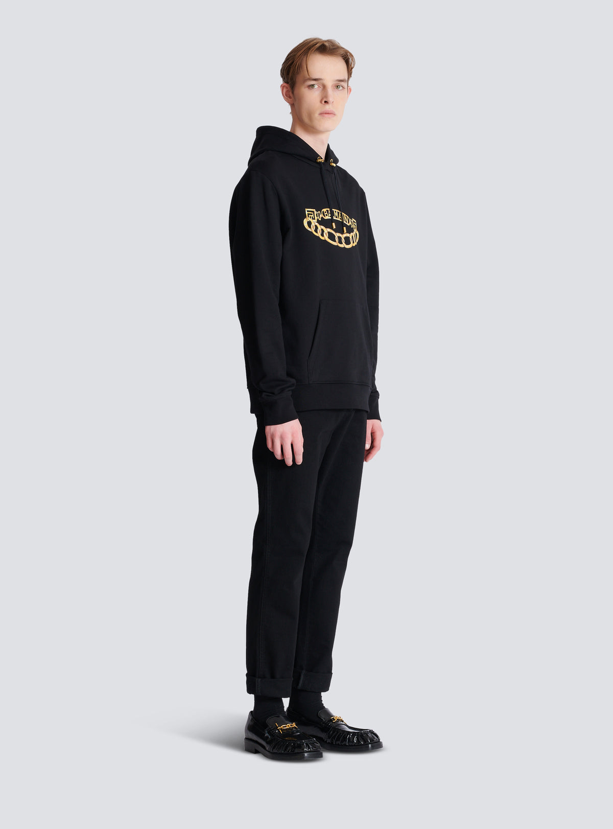 Sweat à capuche avec logo et chaines - Noir & Or