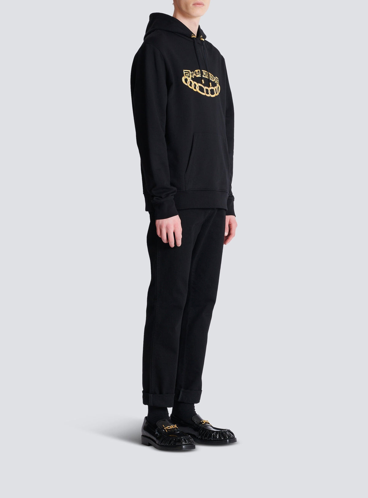 Sweat à capuche avec logo et chaines - Noir & Or