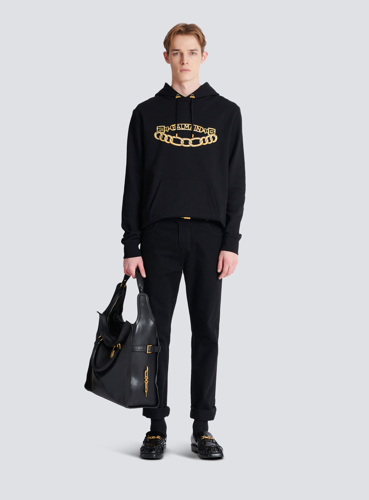 Sweat à capuche avec logo et chaines - Noir & Or