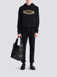 Sweat à capuche avec logo et chaines - Noir & Or