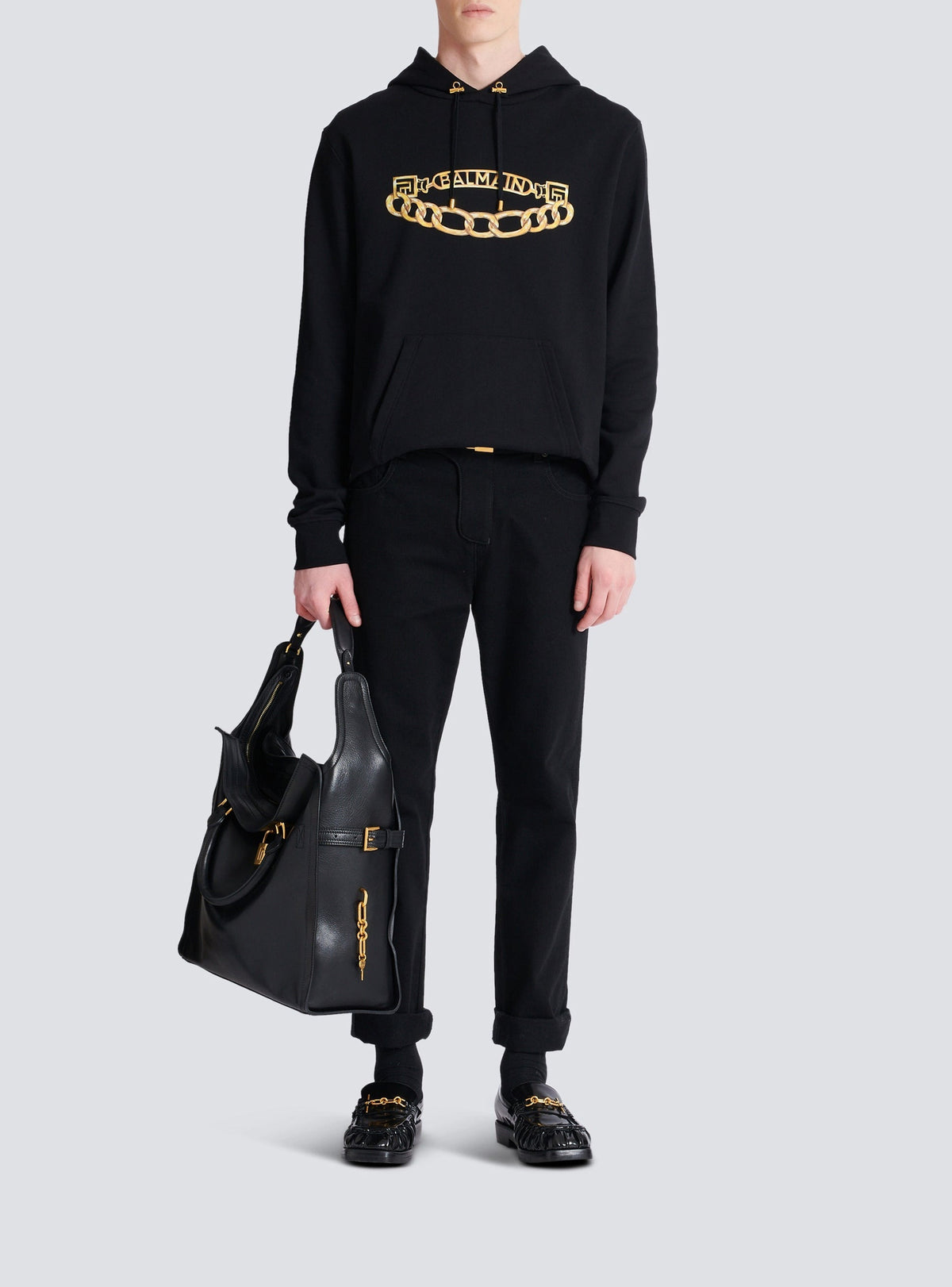 Sweat à capuche avec logo et chaines - Noir & Or