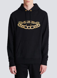 Sweat à capuche avec logo et chaines - Noir & Or