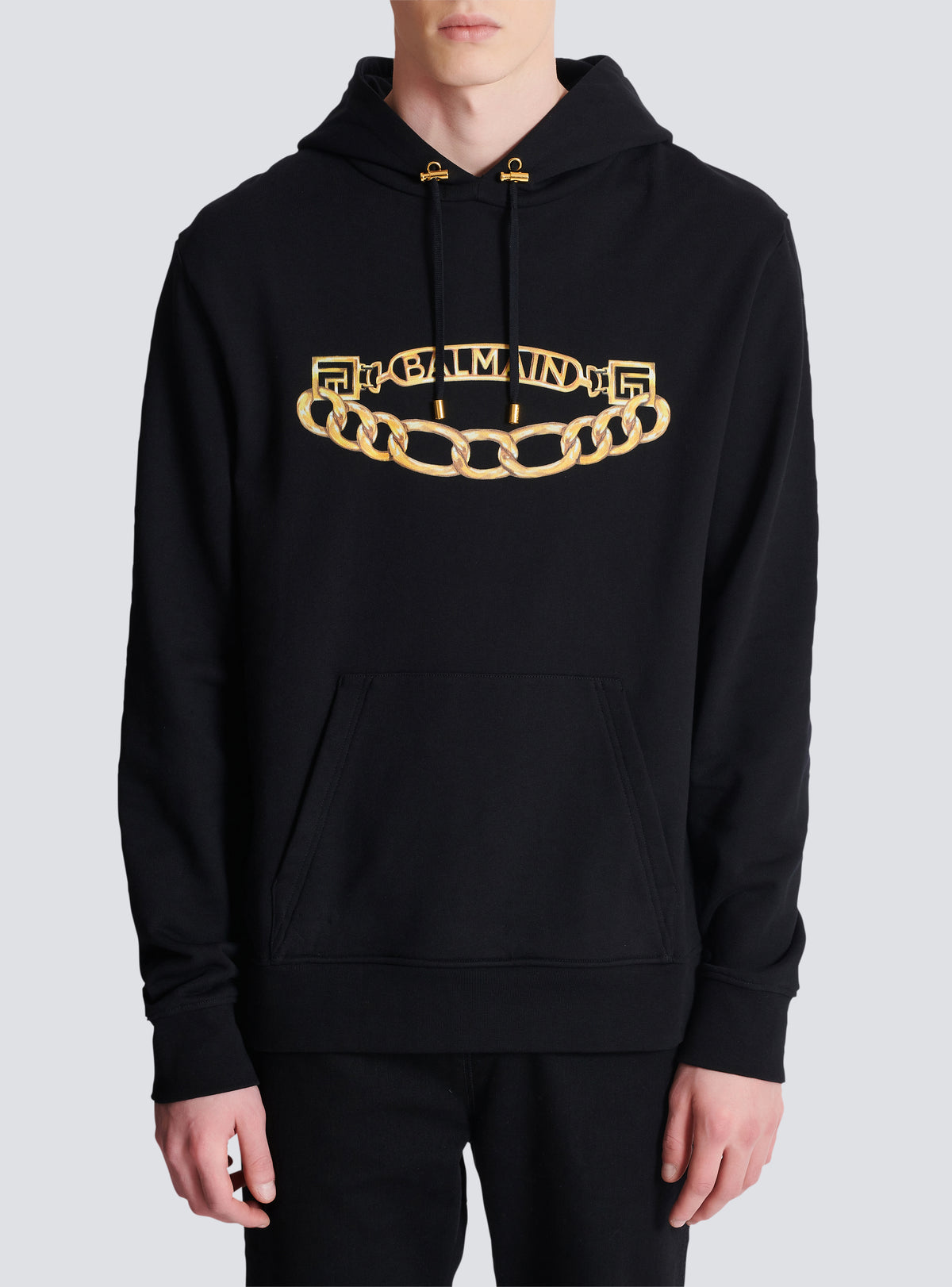 Sweat à capuche avec logo et chaines - Noir & Or