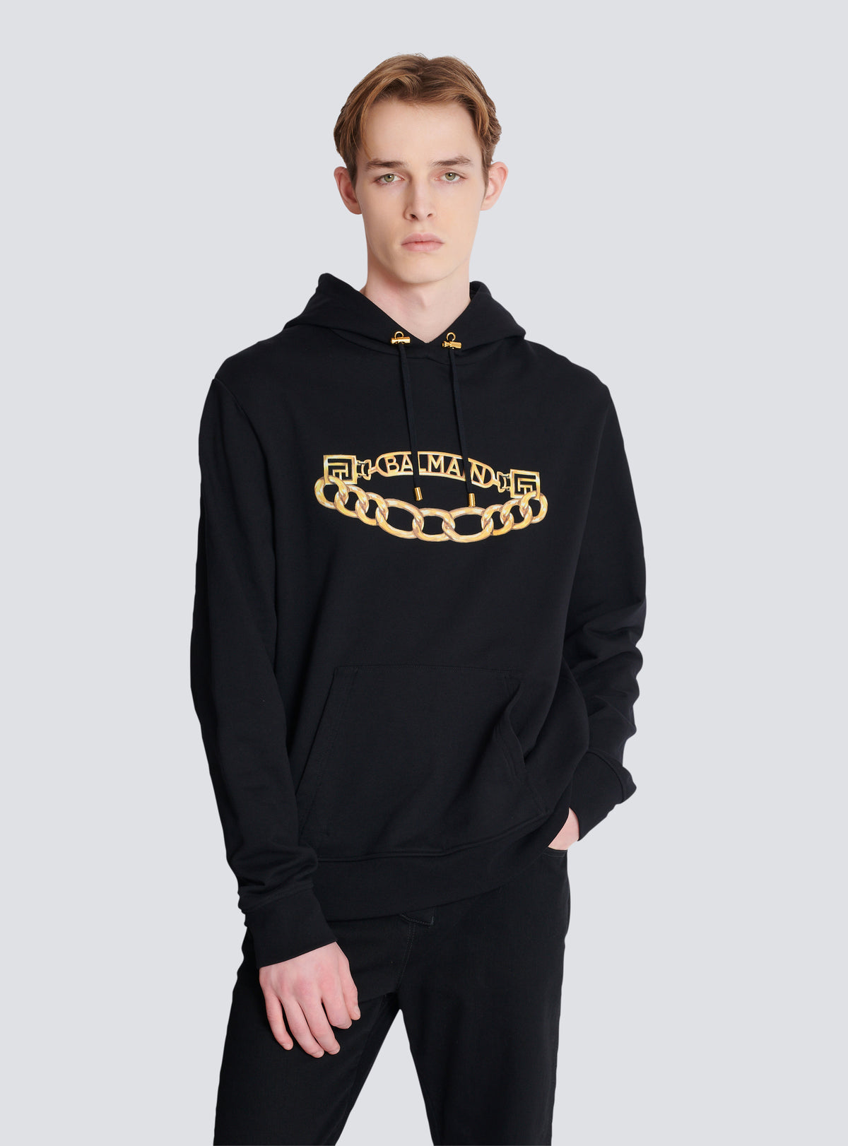 Sweat à capuche avec logo et chaines - Noir & Or