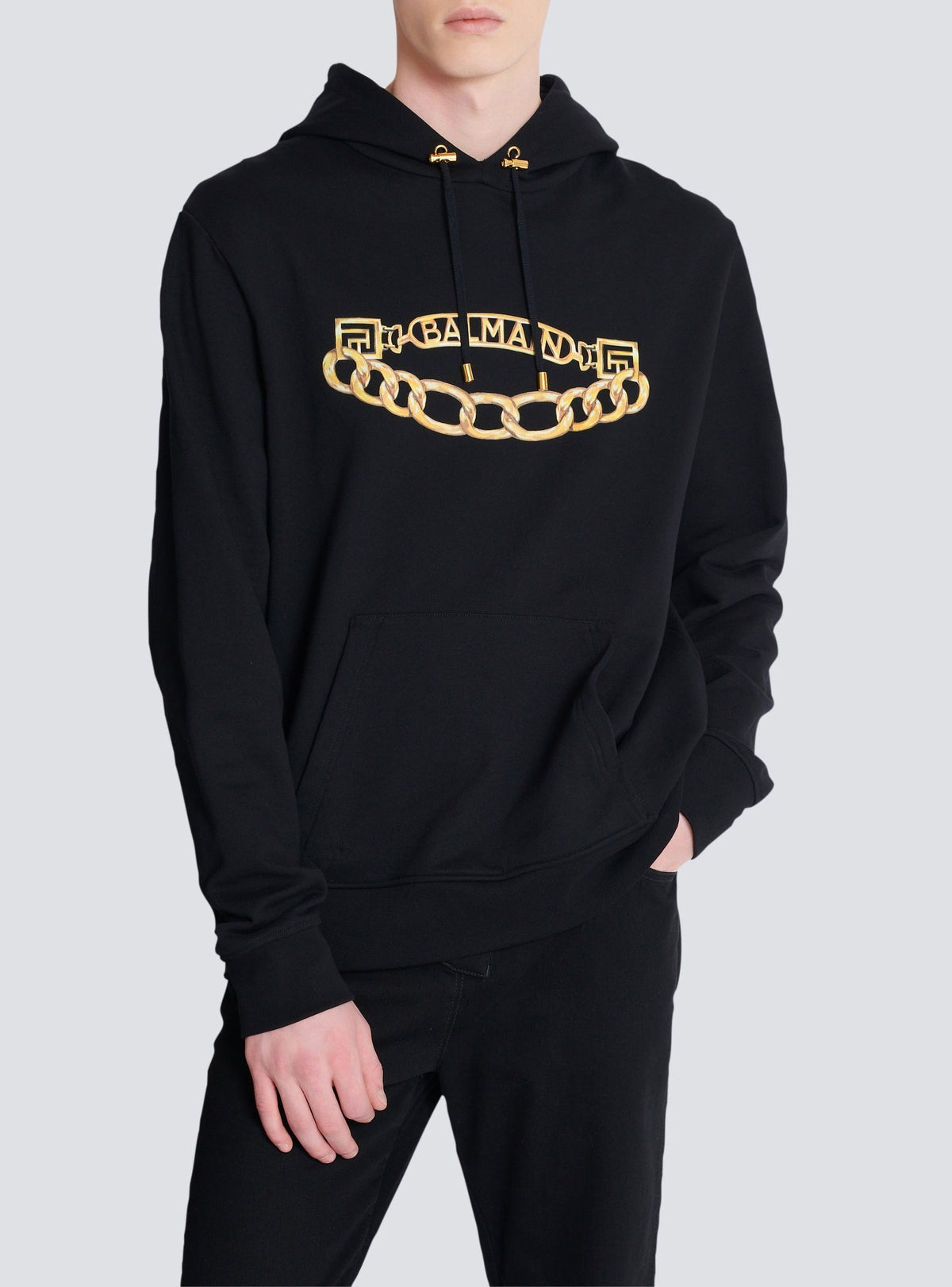 Sweat à capuche avec logo et chaines - Noir & Or